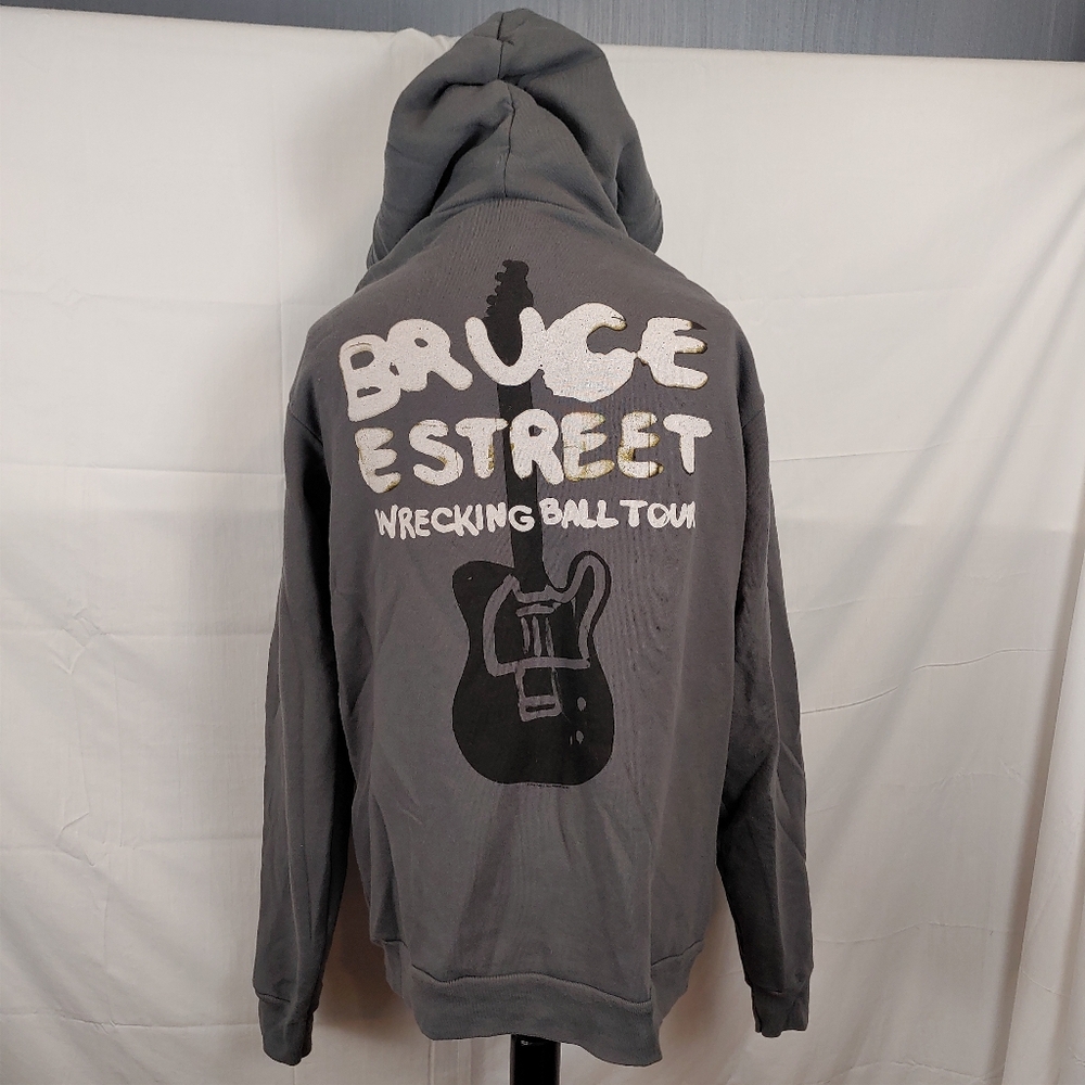 Bruce Springsteen Wrecking Ball Tour Gray Zip-Up Hoodie Guitar Graphic Size XL - Picture 5 of 12